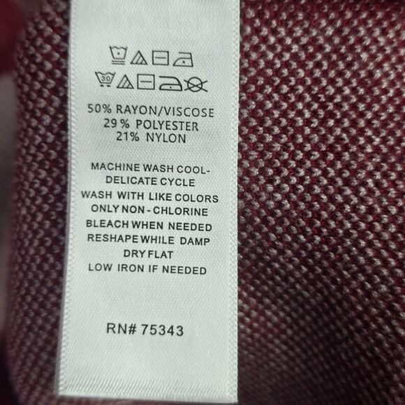 Tahari Buffalo Plaid Mock Neck Sweater Red Cream Large Cozy Fall Trending - Picture 12 of 13
